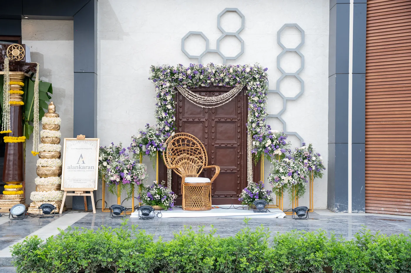 Intimate wedding floral backdrop at ALOHA Resorts Hyderabad
