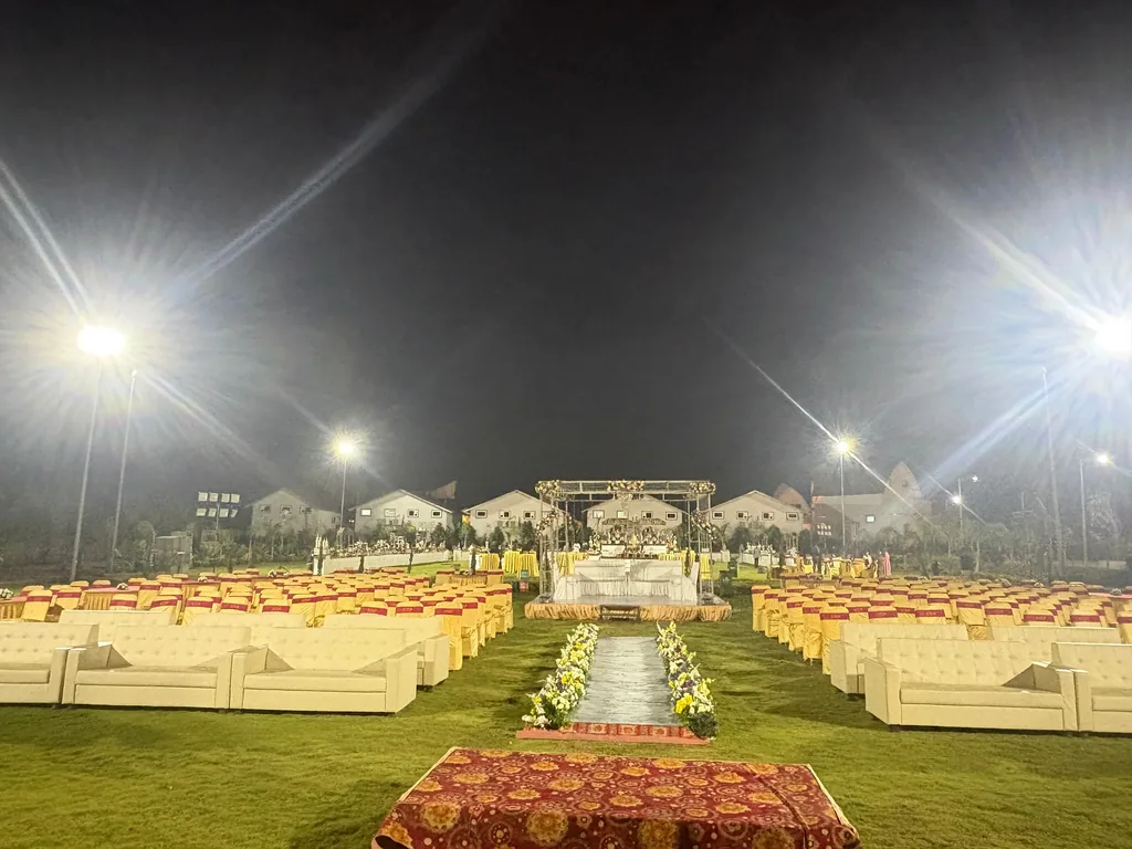 ALOHA Resorts — wedding reception setup on grand lawn, Shamshabad Hyderabad